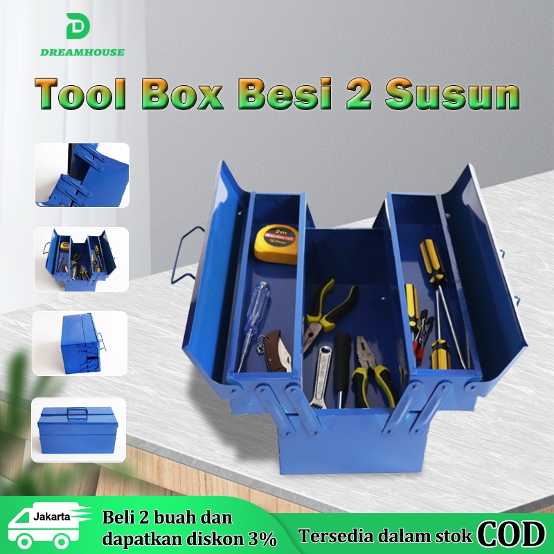 Jual Tool Box Besi 2 susun Tempat Perkakas Kerja, Tool Box Besi Dua