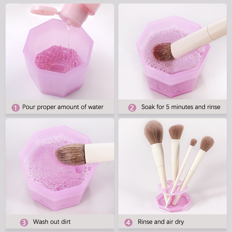 Alas Sikat Cuci Perlengkapan Kecantikan 1set Makeup Brush Cleaner Ember Dengan Sikat Pengering Rak Alas Pembersih Kosmetik Brush Cleaner