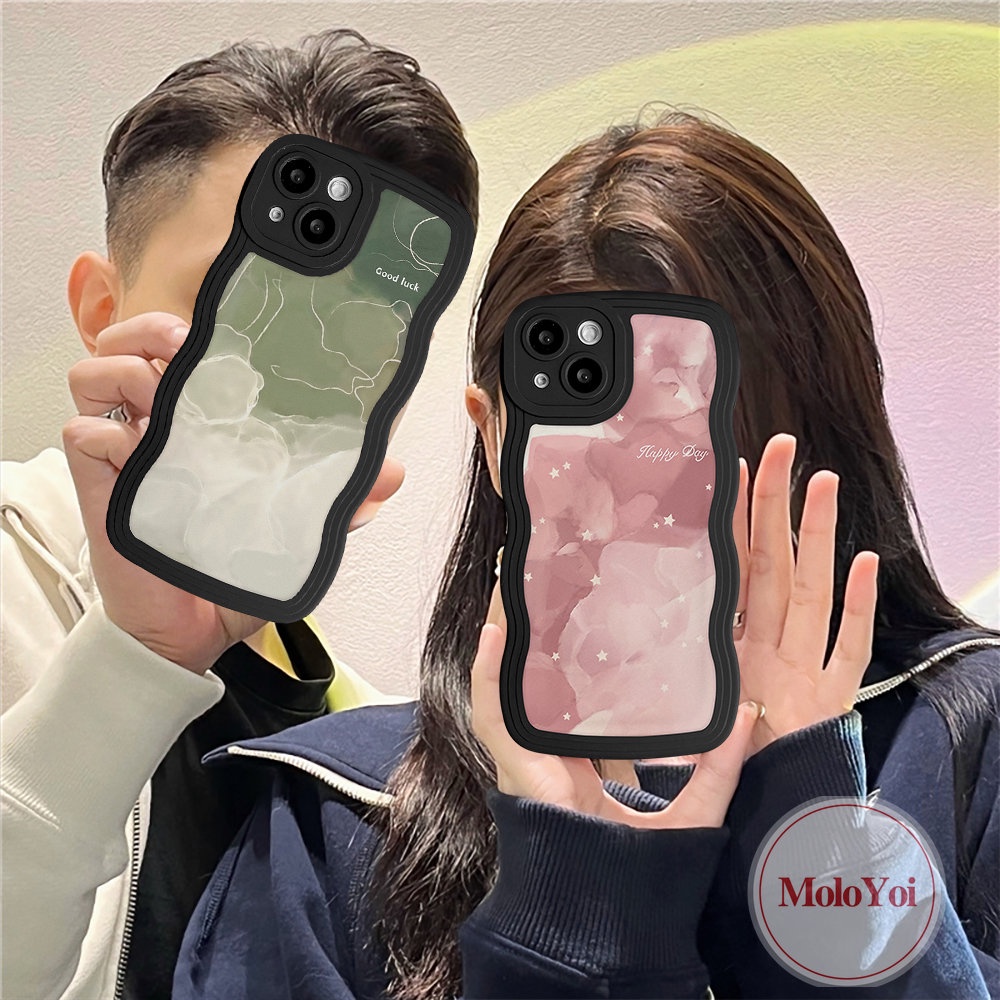 Casing Pasangan Cocok Untuk iPhone 11xr7 8 Plus 13 12 14 Pro Max 6 6s Plus 14plus X XS Max SE 2020lembut TPU Wavy Edge Halo Dyed Watercolor Star Lines Case