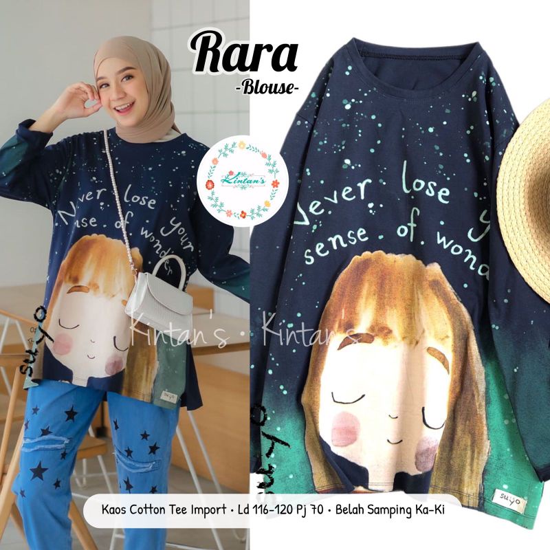 Blouse wanita kaos import terbaru rara blus by kintans