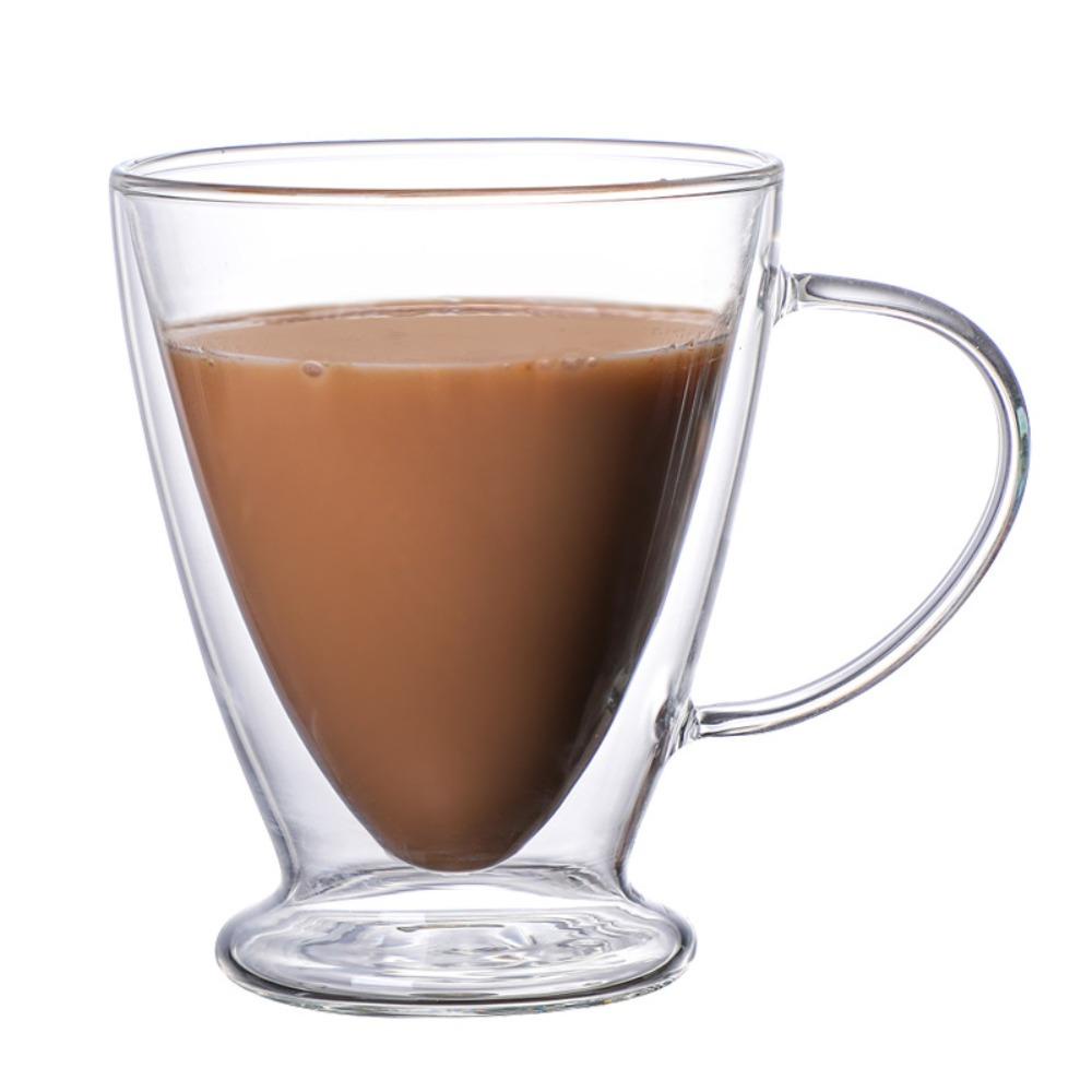 Top Double Wall Glass Cup Tahan Panas Insulated High Borosilicate Espresso Cangkir Kopi Breakfast Mug Transparan Bening