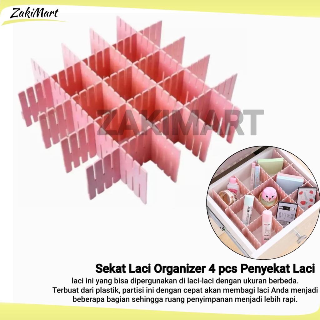 Sekat Laci Organizer 4 pcs Penyekat Laci Meja Kantor Lemari Serbaguna