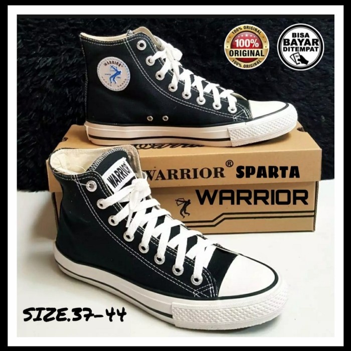 Sepatu Warior Warrior Sparta HC Sepatu Sekolah SIZE.37 44 Ori Murah - Hitam Putih 38