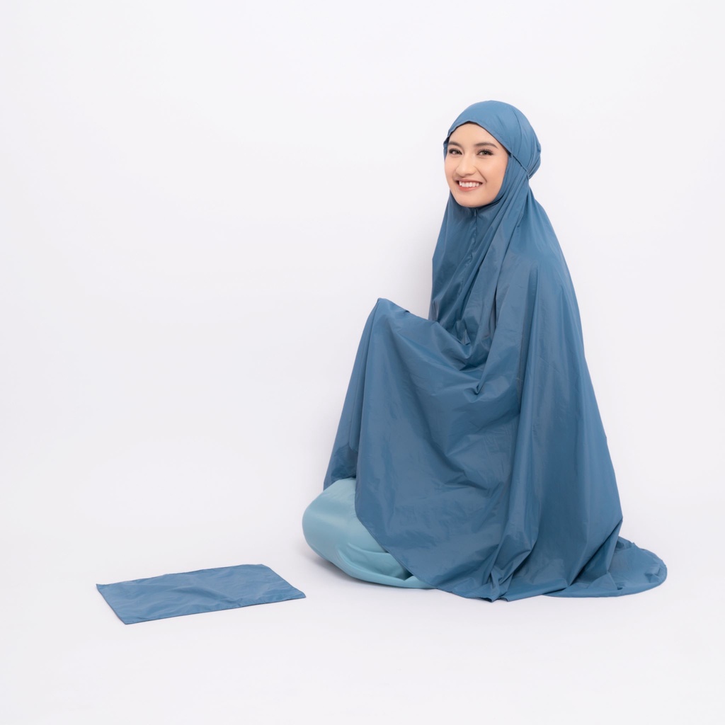 ALIF MUKENA MINI TWO TONE PARASUT PREMIUM KOREA TRAVEL - AQUAMARINE ( MKN-340 )