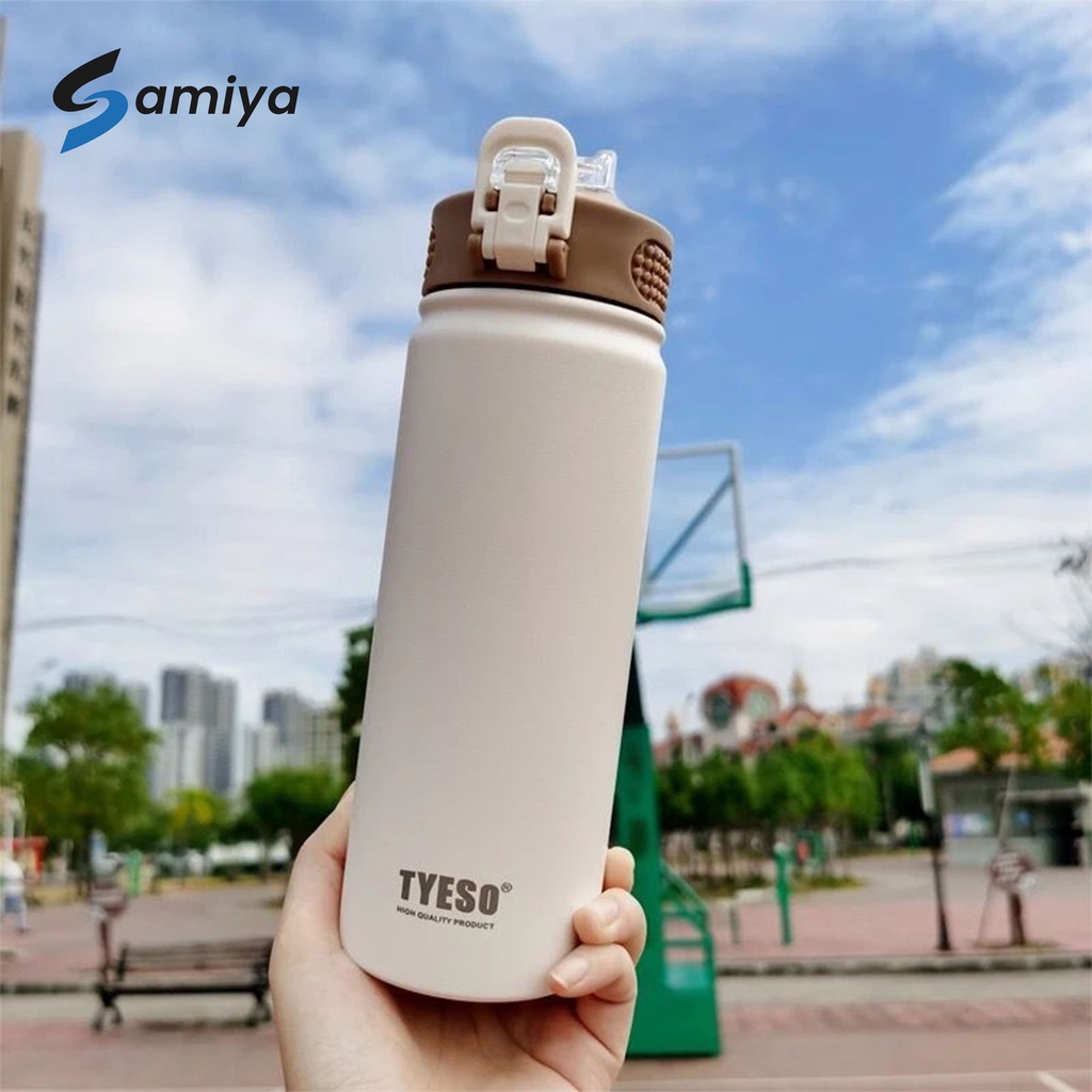 tyeso tumbler bottle with straw (bisa custom logo / nama) / botol minum sedotan portable thermal insulation high quality 100% original produk water bottle premium stainless grade 304