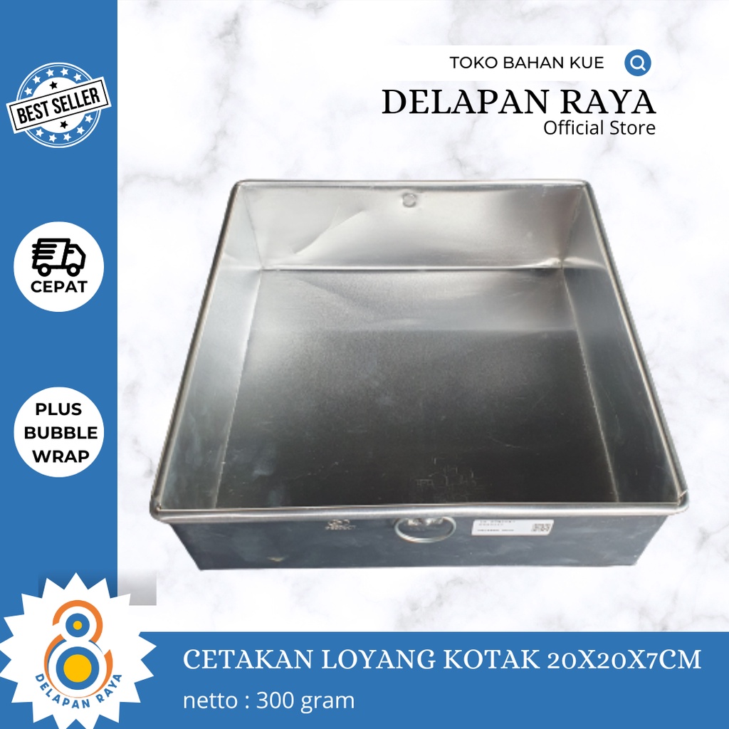 CETAKAN LOYANG KOTAK KUE 20X20X7CM - 8Raya