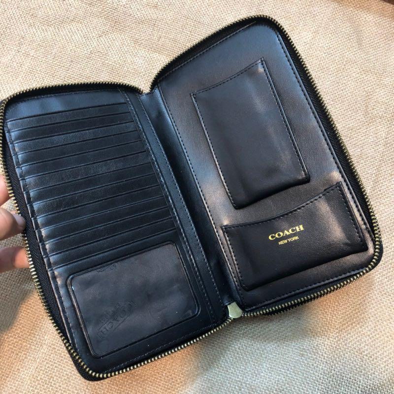 Coach Men Organizer Signature Double Zip Travel Clutch Bag (C93240)