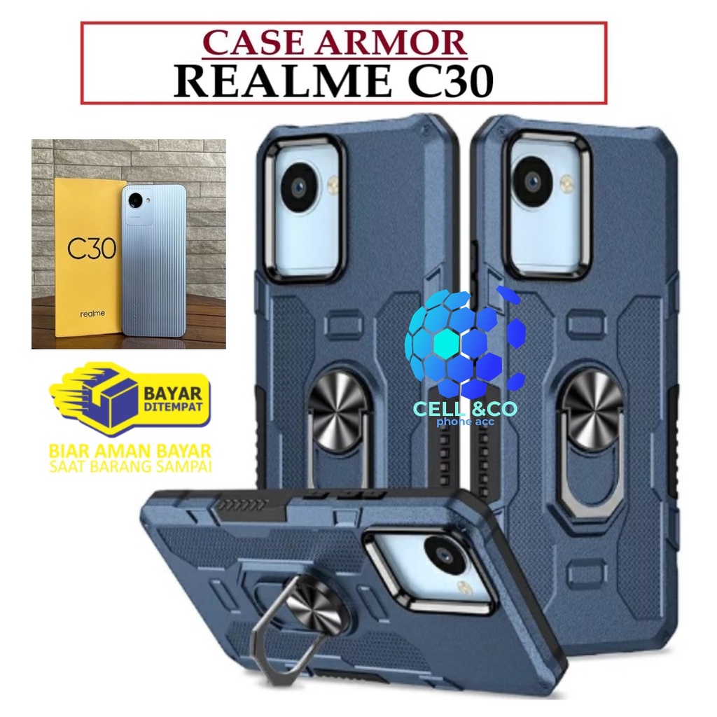Case Armor REALME C30 Iring Cincin Magnetic Kesing Hp Protect kamera Premium Hard Case Standing Robot Pelindung Kamera