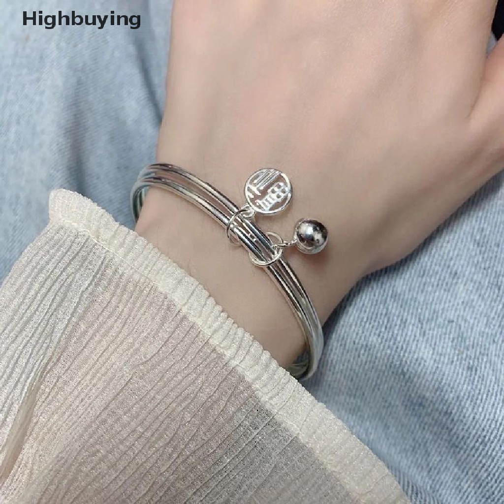 Hbid Fashion Good Luck Double Layer Fu Bell Gelang Warna Perak Tren Elegan Liontin Gelang Untuk Wanita Pembukaan Yang Dapat Disesuaikan Bangle Pesona Perhiasan Glory