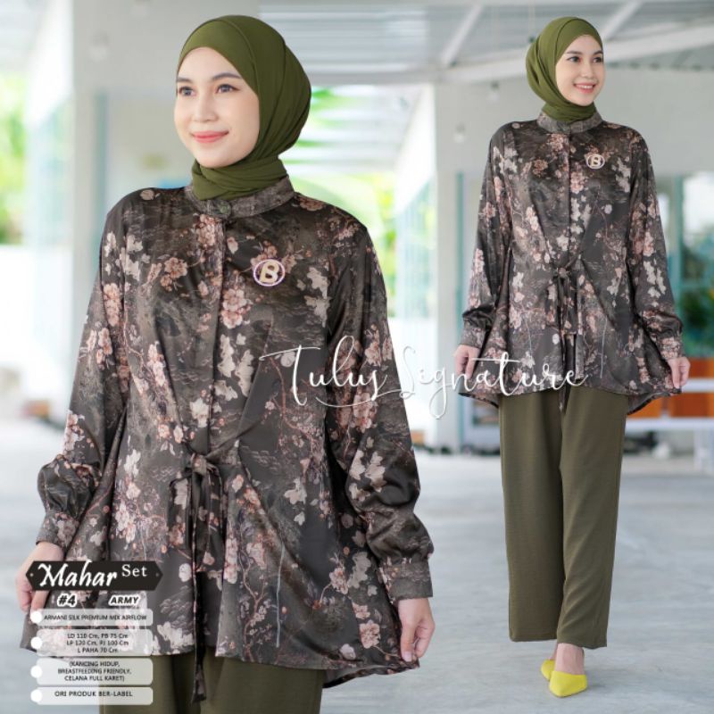 MAHAR SET #4 BY TULUS SIGNATURE / ONESET MOTIF MUSLIMAH / Setelan celana LD110