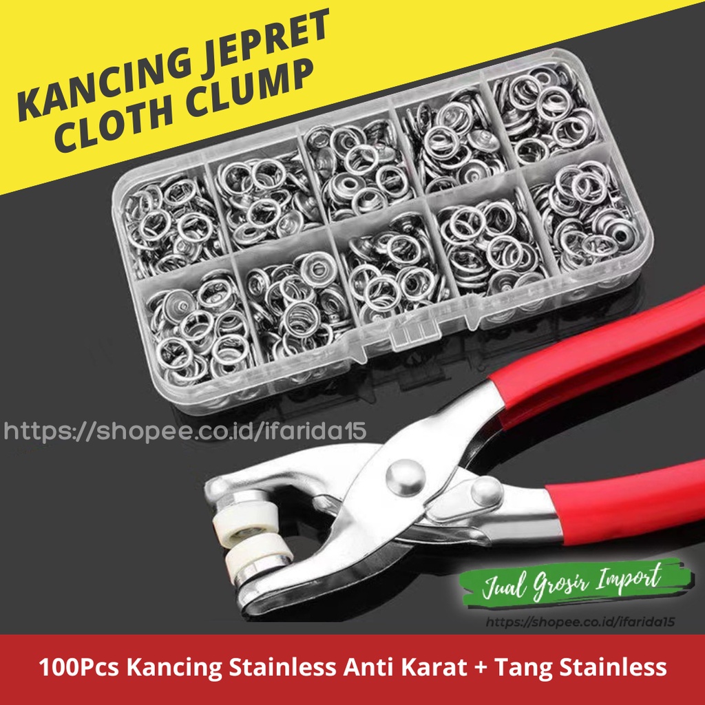 Tang Alat Pasang Press Kancing Jepret Cetet 100 Pcs Anti Karat