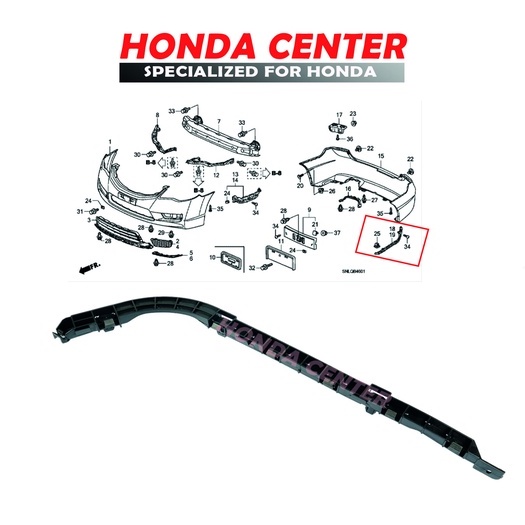 bracket breket spacer bumper bemper belakang kiri kanan honda civic fd fd1 2006 2007 2008 2009 2010 2011