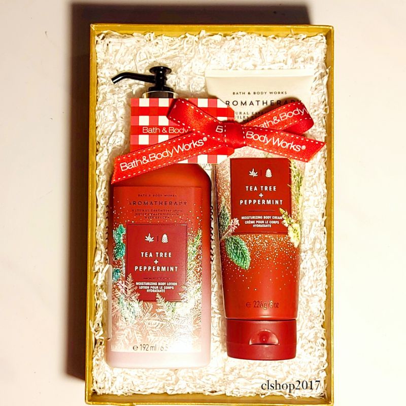 BBW AROMATHERAPHY TEA TREE + PEPPERMINT GIFT SET PAKET BATH &amp; BODY WORKS