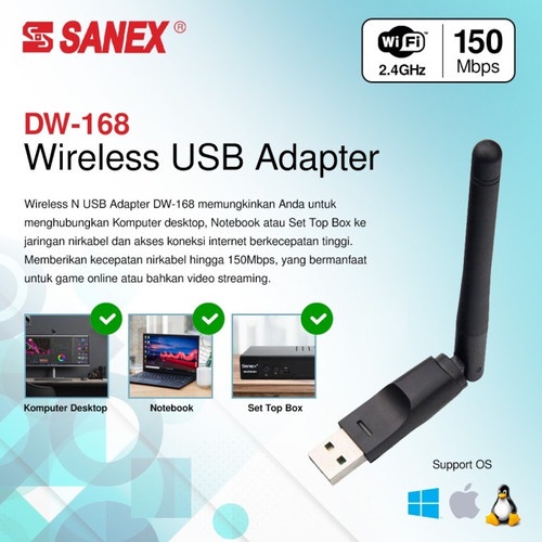 SANEX Antena Dongle Wireless USB Adapter DW-168 WIFI