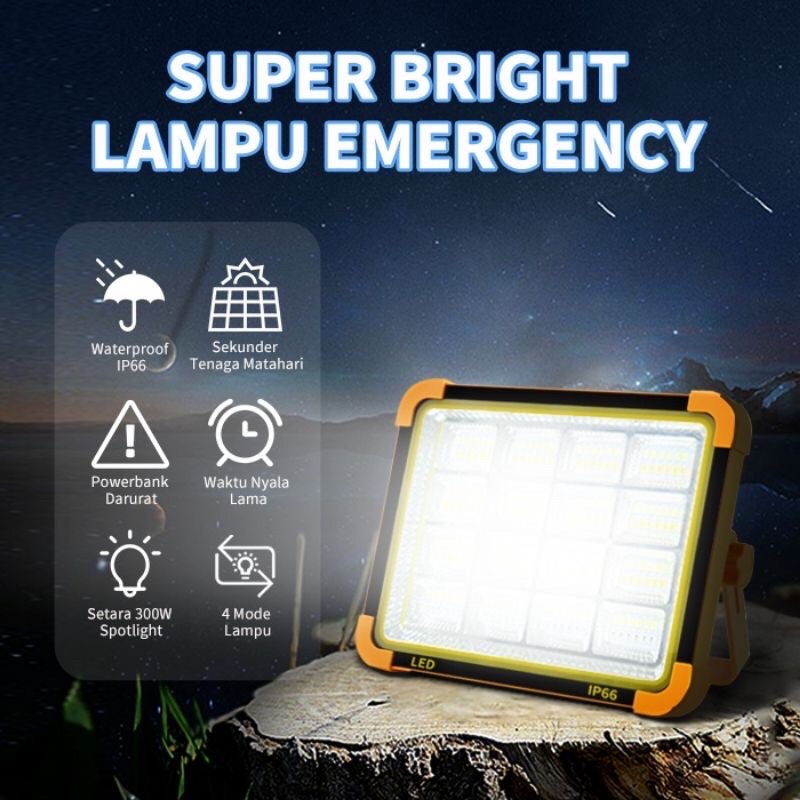 Lampu LED Solar Emergency Power Sel Surya / Professional Solar Emergency Light / Lampu Panel / Lampu LED Sorot Solar