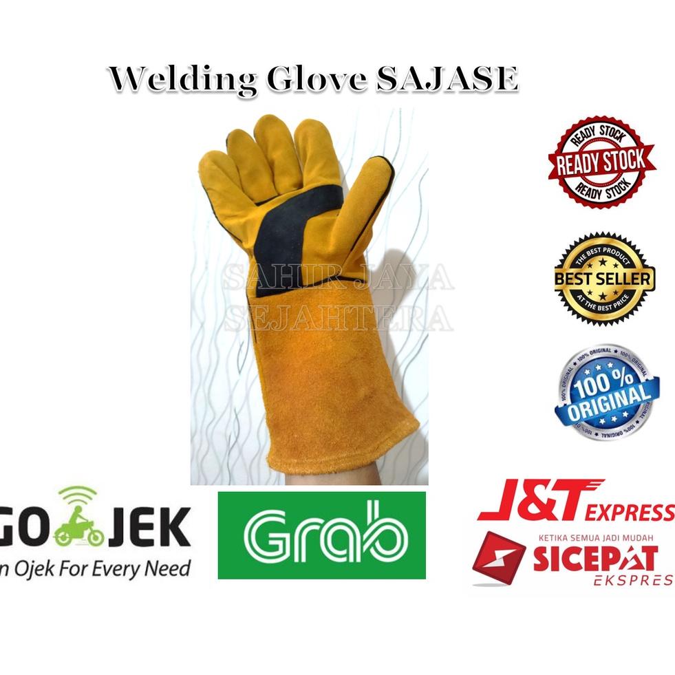 Sarung Tangan Las Kulit Tebal 16 Inch Welding Glove SAJASE 14 INCH Welding Glove Leather  Perpasang 
