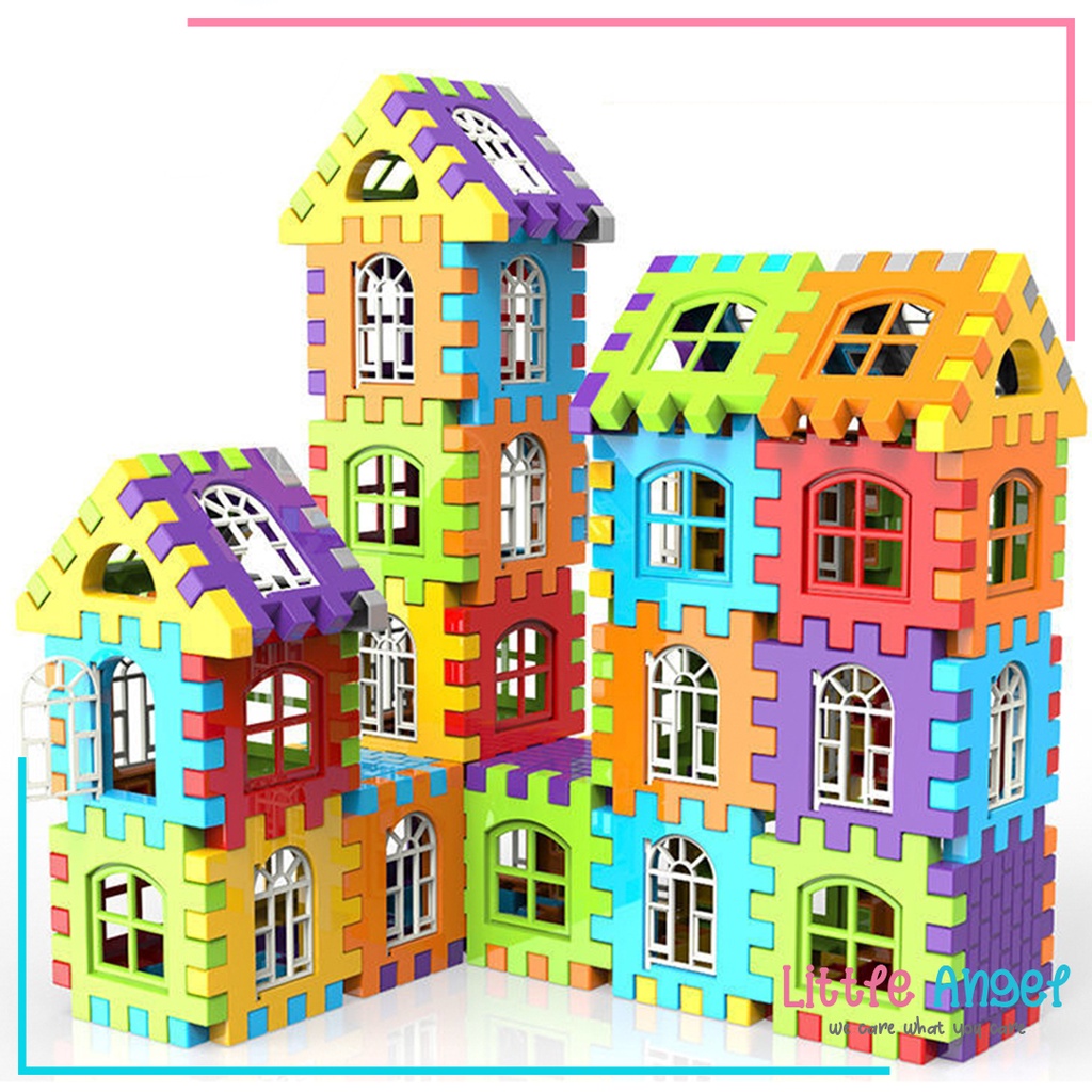 Mainan Edukasi Anak PUZZLE BLOK RUMAH Bongkar Pasang Funny Blocks Plastik Anak Laki Perempuan Balok Lego 1 2 3 Tahun SNI Brick Block Edutoys