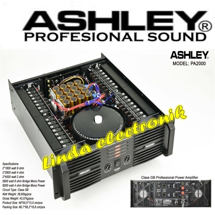 power amplifier ashley pa 2000 / pa2000 class GB 3600 watt
