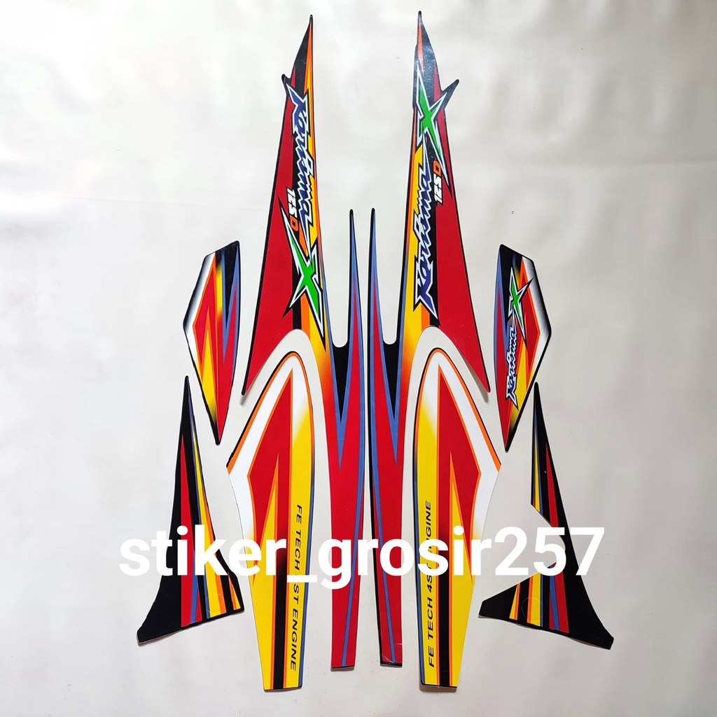 STIKER STRIPING LES LIST BODY MOTOR HONDA KARISMA X 125D 2005 HITAM MERAH