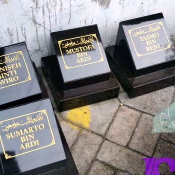 batu nisan keramik full dudukan motif custom ukiran