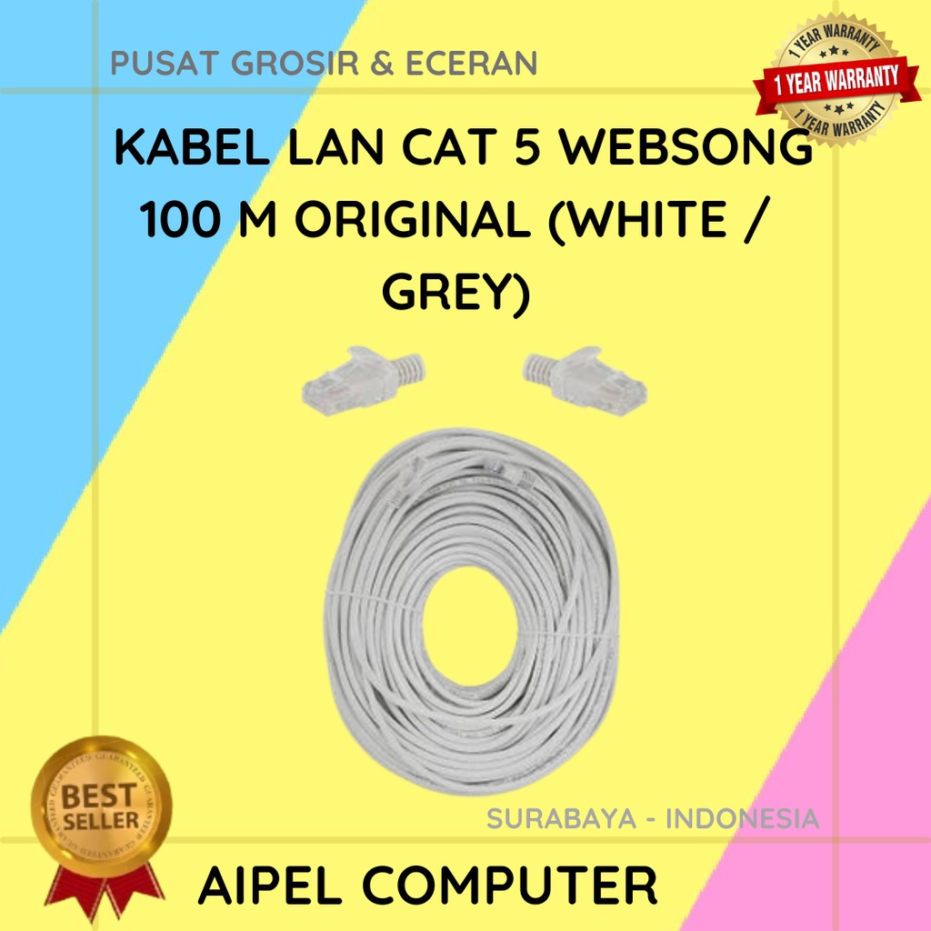 KL5W100 | KABEL LAN CAT 5 WEBSONG 100 M ORIGINAL (WHITE / GREY)