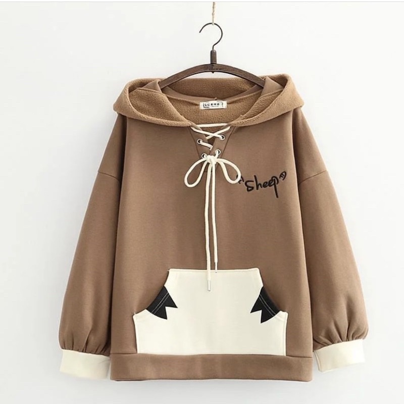 SHEEP HOODIE SWEATER WANITA KOREAN