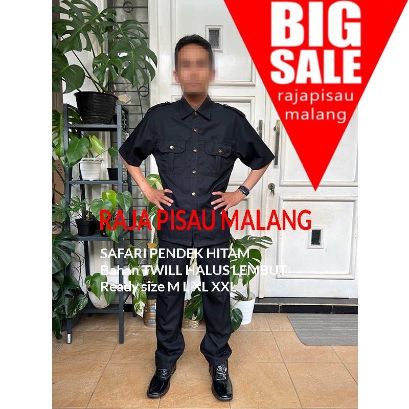 Seragam PDL Satpam Security Seragam PDL Safari Lengan Pendek Hitam |Seragam Safari Satpam Security HITAM