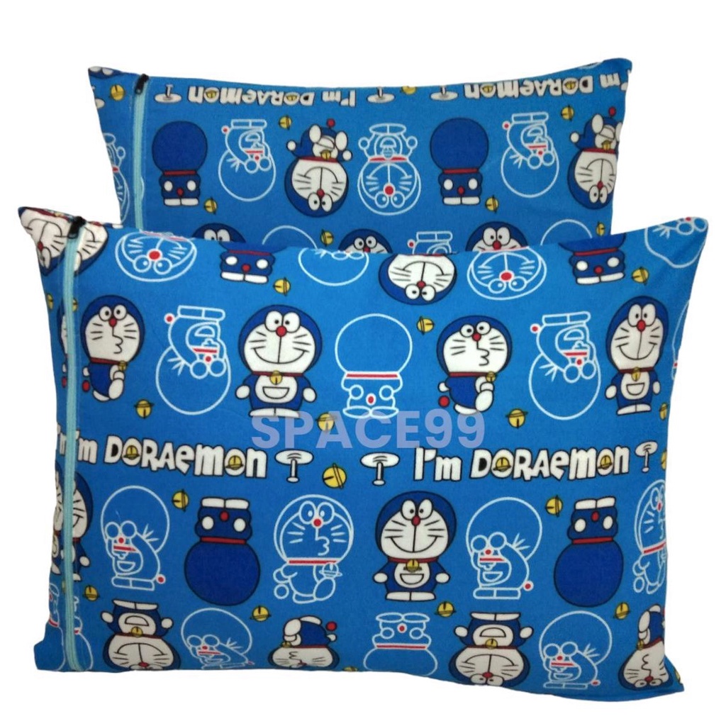 2 Pcs Sarung Bantal Tidur Model Resleting 45 x 60 cm Motif Karakter Anak