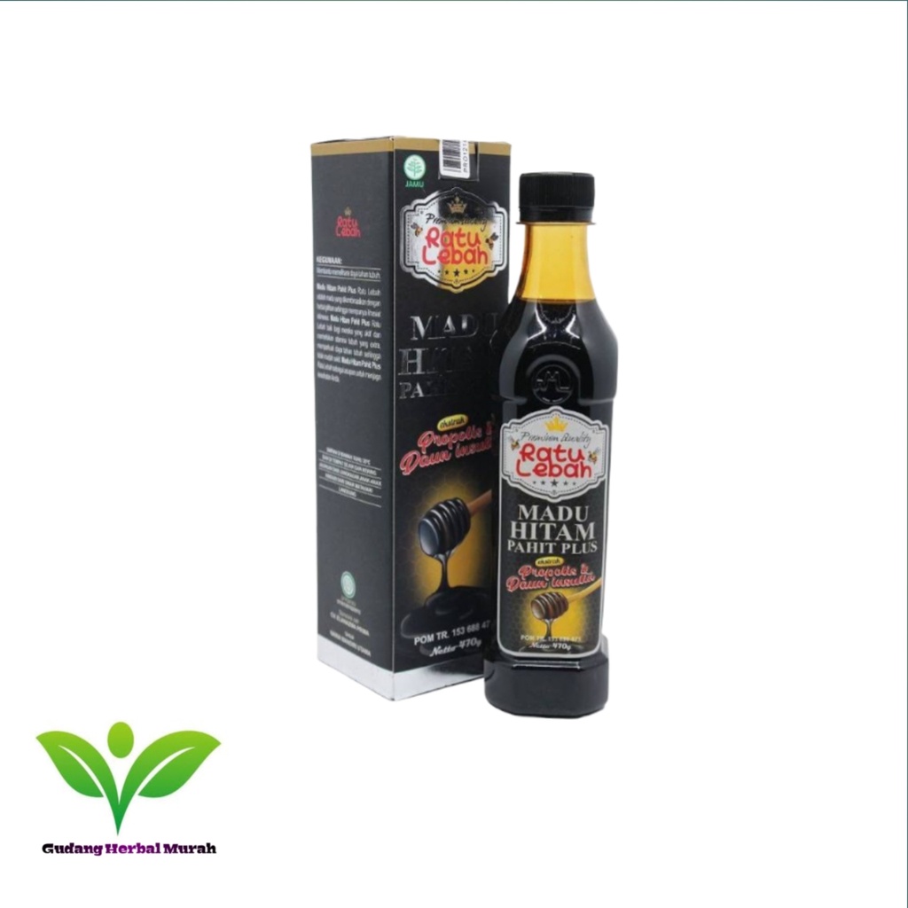 

Madu Hitam Ratu Lebah - Madu Hitam Pahit Plus Ekstrak Propolis & Daun Insulin 470gram