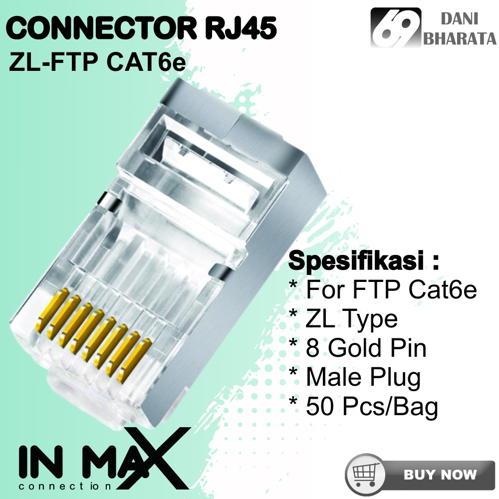 CONNECTOR konektor RJ45 𝐅𝐓𝐏 𝐂𝐀𝐓 𝟔 Pelapis Bahan Besi 𝟱𝟬 𝗽𝗰𝘀 IN MAX [𝗛𝗶𝗴𝗵 𝗤𝘂𝗮𝗹𝗶𝘁𝘆]