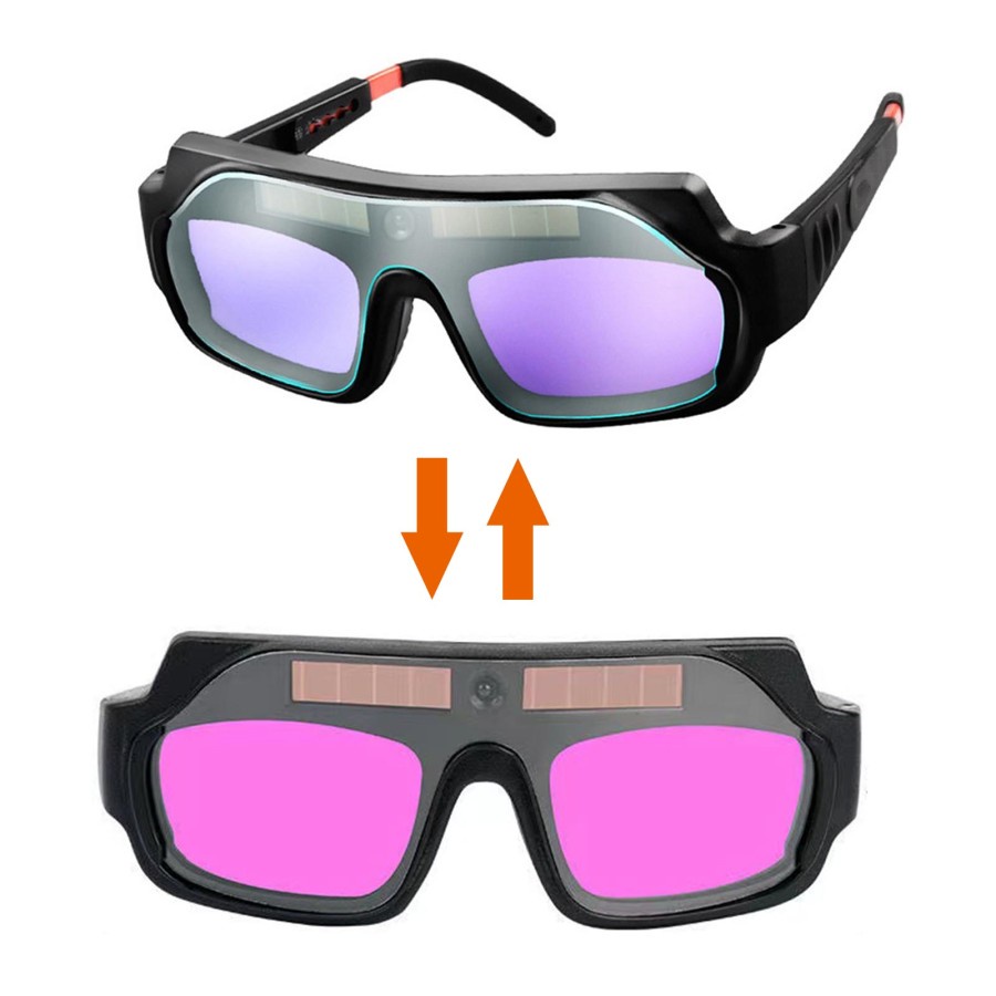 Kacamata Las Otomatis DUAL GLASS Autodark Auto Darkness Dark Welding Glasses Solar Automatic Dimming Goggles