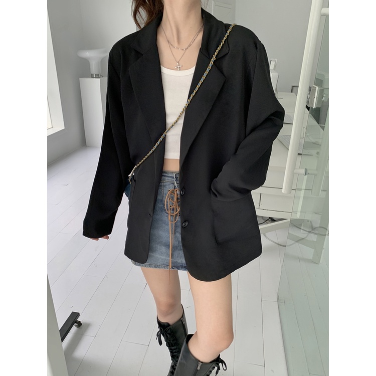 Blazer Wanita Hitam Korean Style Jaket Terbaru