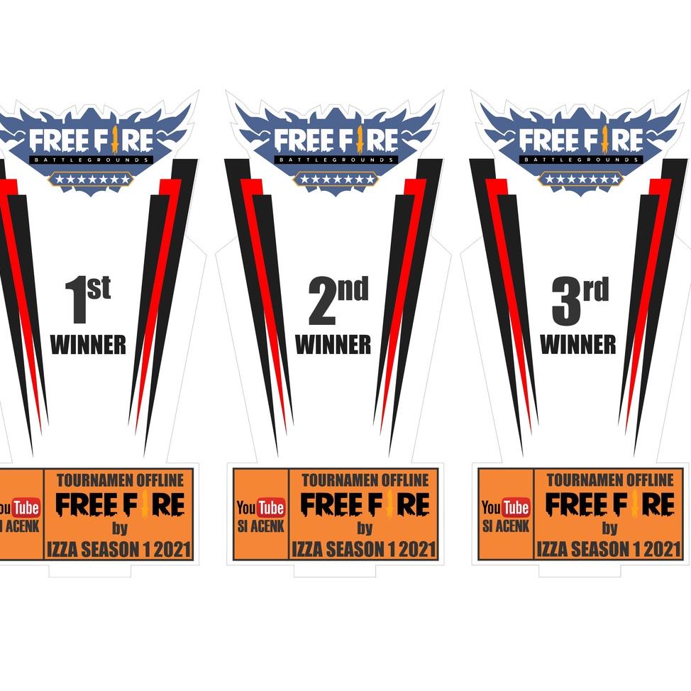 (Seri[F16H]♫♪) 1 Set FREE FIRE/Piala/Trophy/Plakat/Bahan akrilik 3mm/free desain trophy/free rubah n