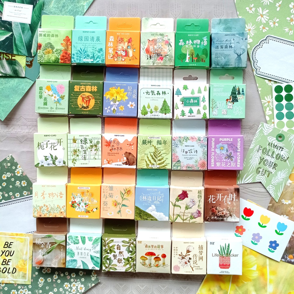 

45-46pcs Stiker Aesthetic Lucu Kotak Seri Tanaman Hutan Alam Dekorasi Scrapbook DIY