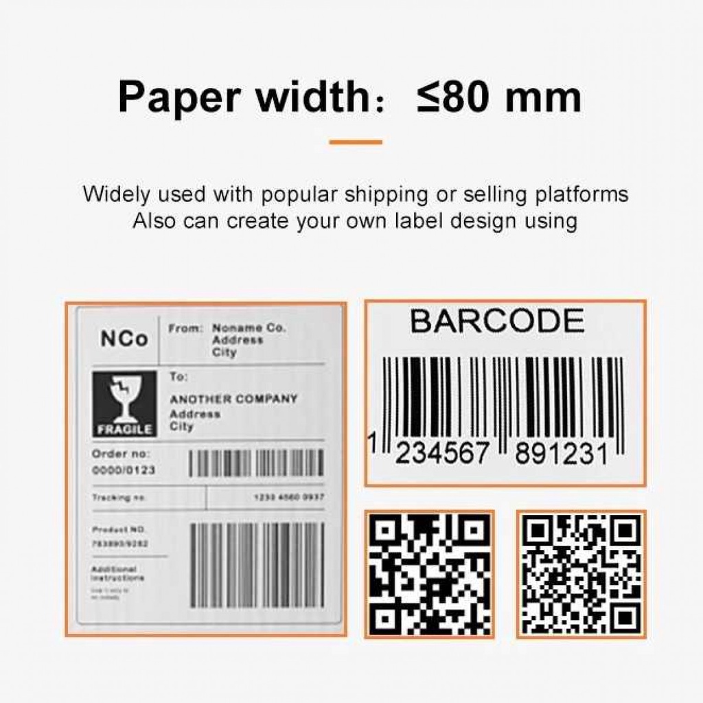Printer Thermal Bluetooth USB Stiker Label Printer POS USB 80 mm