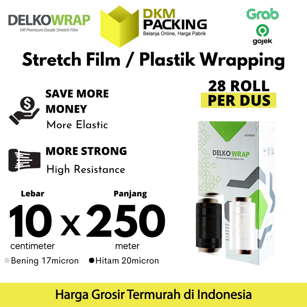 

Stretch Film Wraping 10cm x 250m Plastik Wrapping DELKO WRAP PREMIUM /DUS OJOL