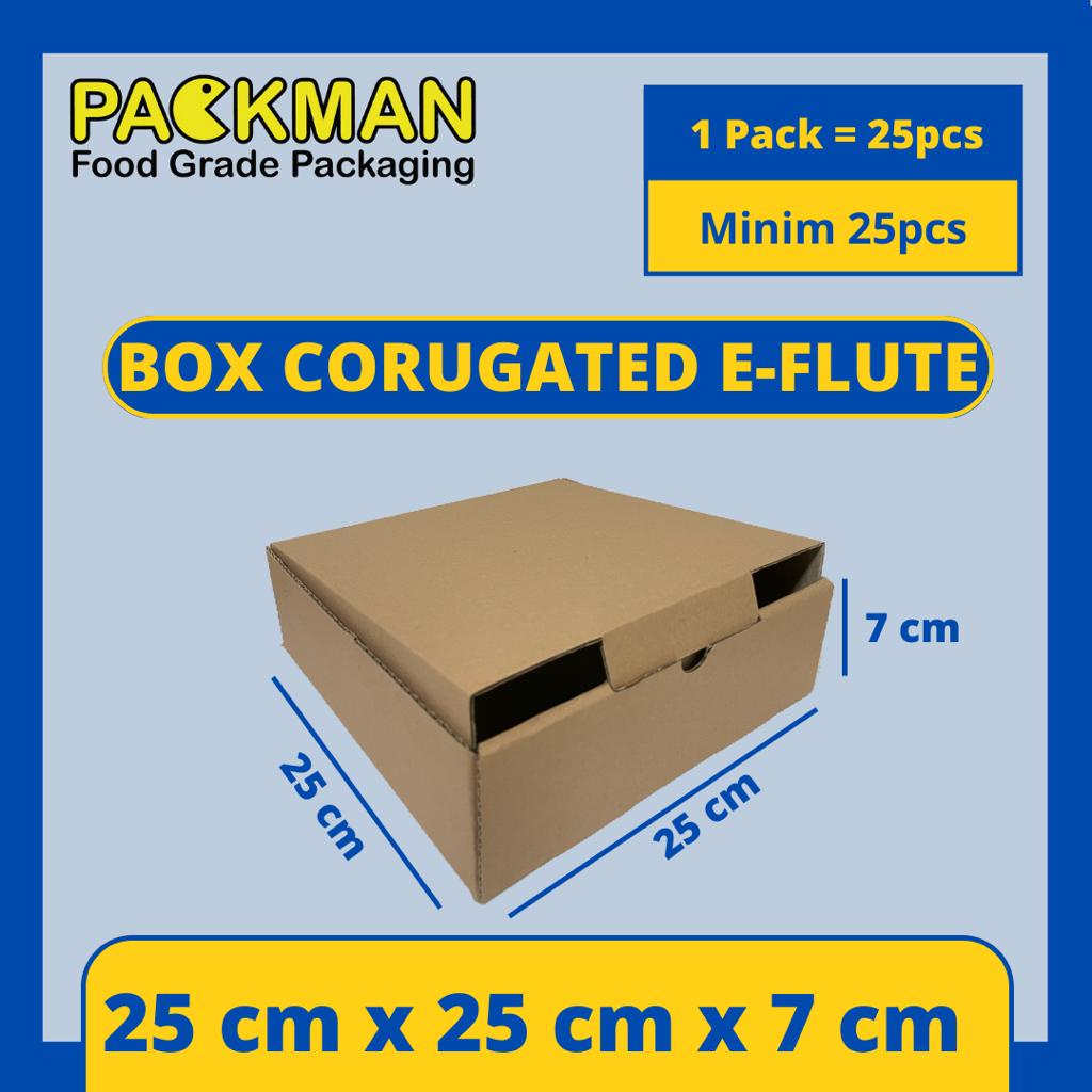 

KARDUS 25x25x7 cm / BOX KARTON CORUGATED DIE CUT E-FLUTE / PIZZA BAJU PACKING ONLINE