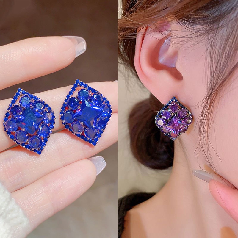 Korea Berlian Imitasi Geometris Berlian Niche Fashion Retro Temperamen Anting High-End