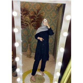 Setelan Wanita Baju Tunik Celana Panjang Bahan Rayon Polos Muslim Fashion