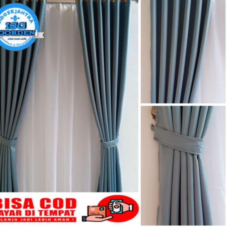 Modern.. Gorden Jendela Pendek Kamar Tidur Minimalis Blackout Polos Import Hijau Coklat