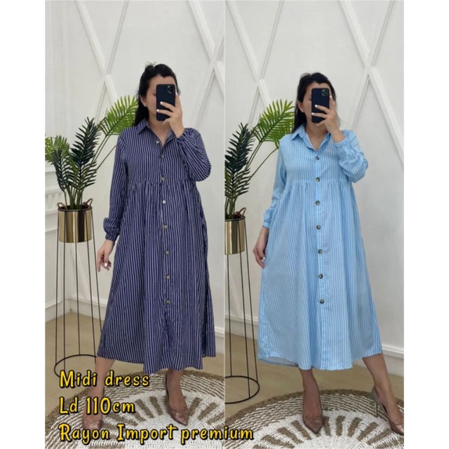 Midi Dress by Law Clothing warna Blue