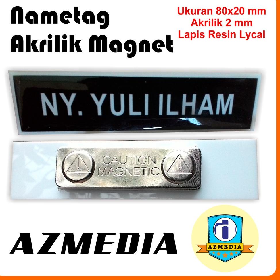 

(|H-5H|)❀✔ Nametag Nama Dada Akrilik Magnet siap dikirim