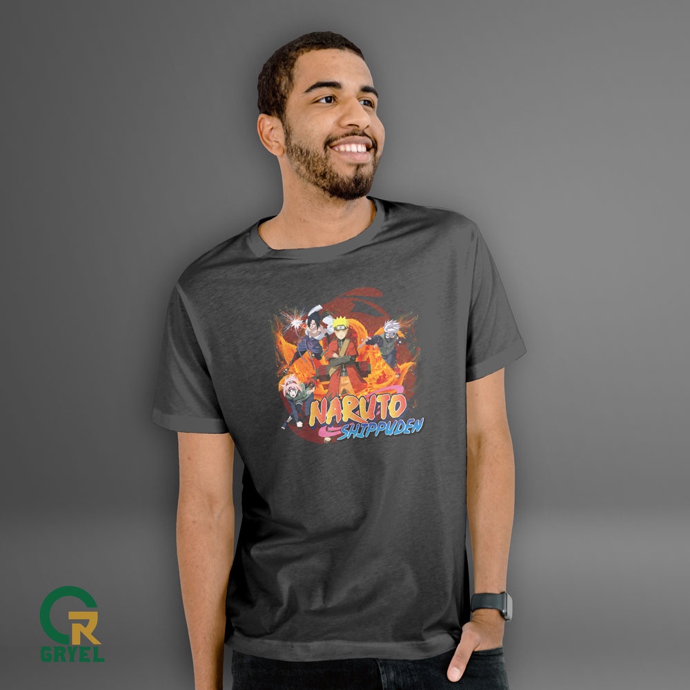 Gryel Apparel Baju Kaos Naruto Team Fire Atasan Pria Selalu Ready Bahan Sejuk dan Lembut Kualitas Terbaik Model Terbaru