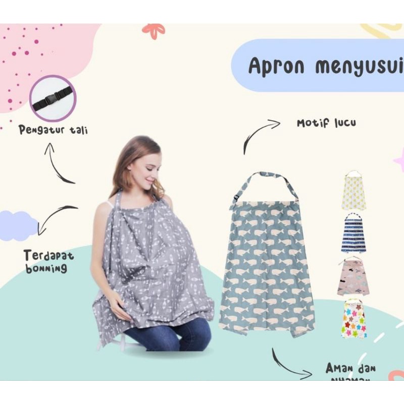 Apron Menyusui / Nursing Cover / Celemek Menyusui / cover menyusui Tidak Gerah Tidak Menerawang