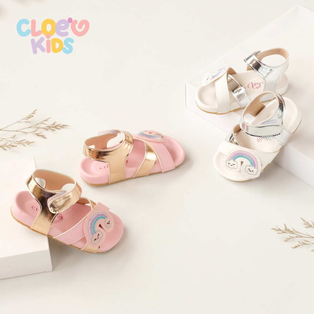 CLOEVKIDS - READY STOCK Lala Pelangi Size 22-35 Sepatu Sandal Anak Perempuan Slip On Flat Lucu