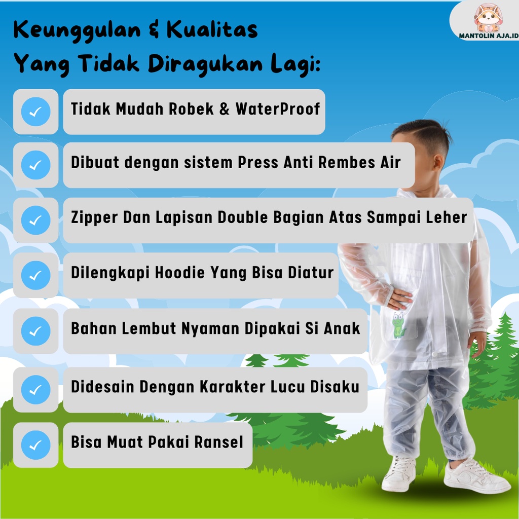 Jas Hujan Anak Setelan Umur 3 sampai 8 Tahun Bening Mantel Bromo COCO Karakter Anak Mantel Hujan Anak SD 5 sampai 10 Tahun Jas Hujan Karakter Jas Hujan Tebal Bening