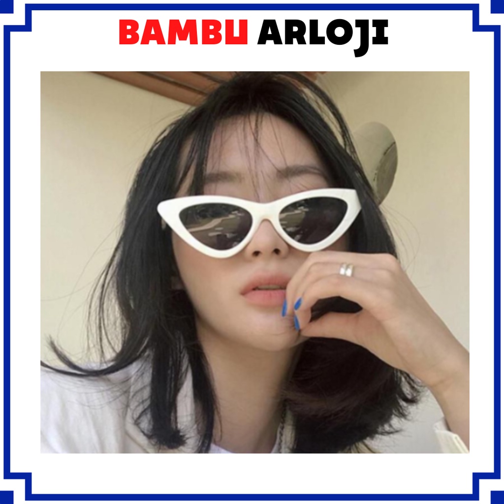 BAJ kacamata Cat eye Triangle Segitiga wanita Sunglasses Kacamata Hitam Korean Ulzzang Triangle Vintage Cat Eye Sunglasses Women Men KC003