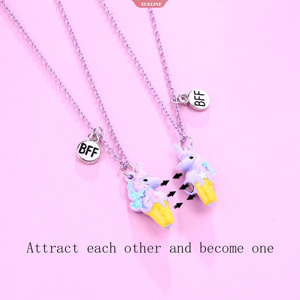 Fashion Lucu unicorn Kalung Kartun Anak magnet Kalung BFF Teman Baik Paduan Tetes Minyak fashion Perhiasan Anak Hadiah [ZXL]