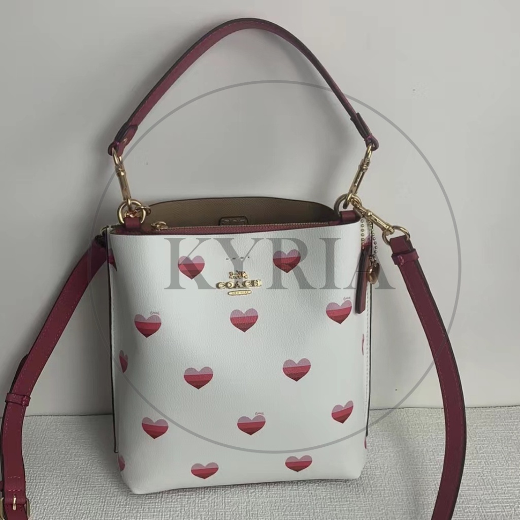 TAS WOMEN WANITA MOLLIE BUCKET BAG 22 WITH STRIPE HEART PRINT CA249