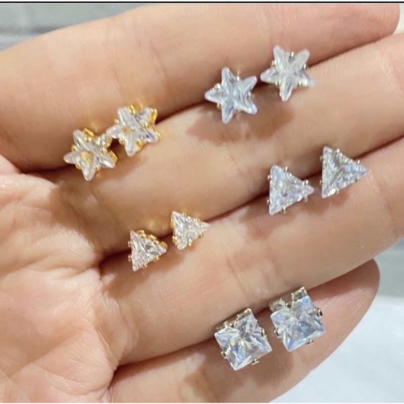 ANTING TUSUK PERMATA STAR SEGITIGA KOTAK GOLD / SILVER